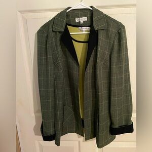Plaid jacket with coordinating sleeveless sweater